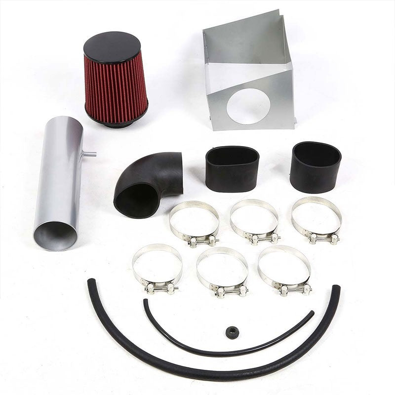 Silver Air Intake Aluminum Piping+Heat Shield For Jeep 06-10 Grand Cherokee-Performance-BuildFastCar