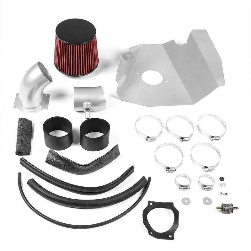 Cold Air Intake Kit Silver+Heat Shield For 99-03 Frontier D22/Xterra WD22 3.3 V6-Performance-BuildFastCar