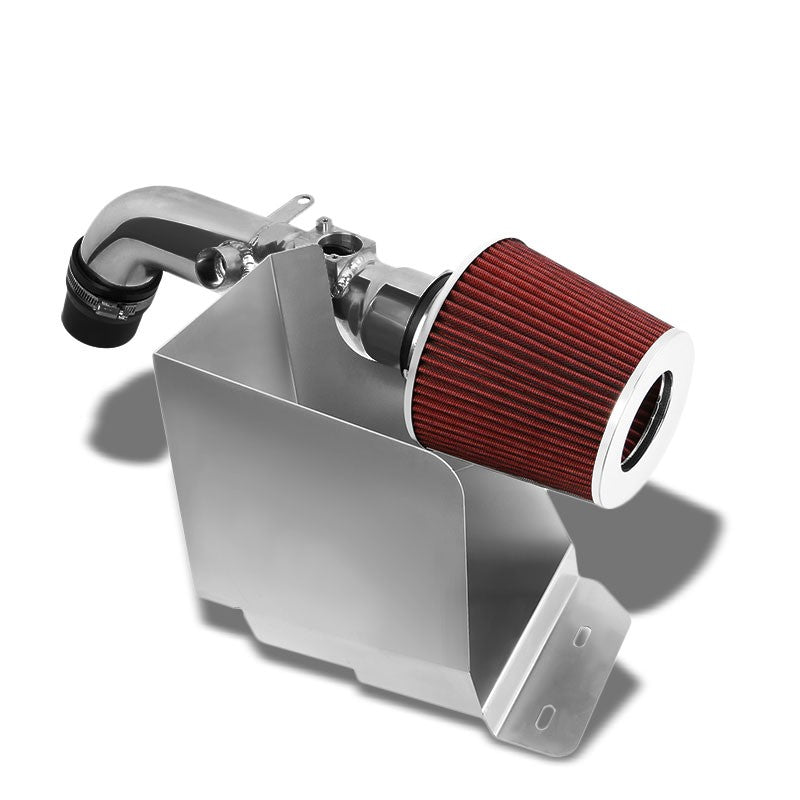Cold Air Intake Polish Pipe/Red Fitler+Heat Shield For 02-06 Camry/Solara 2.4L-Performance-BuildFastCar