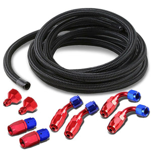 Black Braided Fuel/Gas Tank Feed/Return Line Hose 6AN-10AN Fitting Adapter