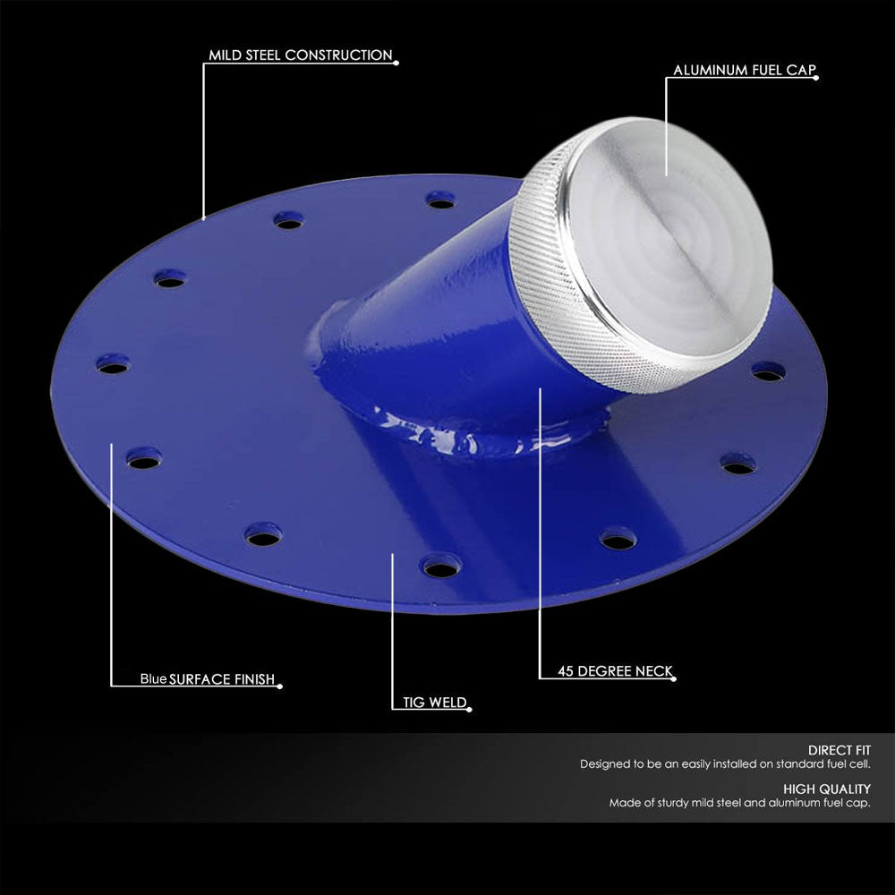 Blue 45 Degree Neck Angle Fuel Cell Gas Tank Fuller Neck Valve w/Cap Fast Fill