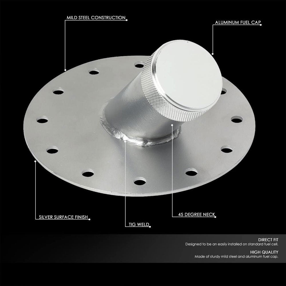 Silver 45 Degree Neck Angle Fuel Cell Gas Tank Fuller Neck Valve w/Cap Fast Fill