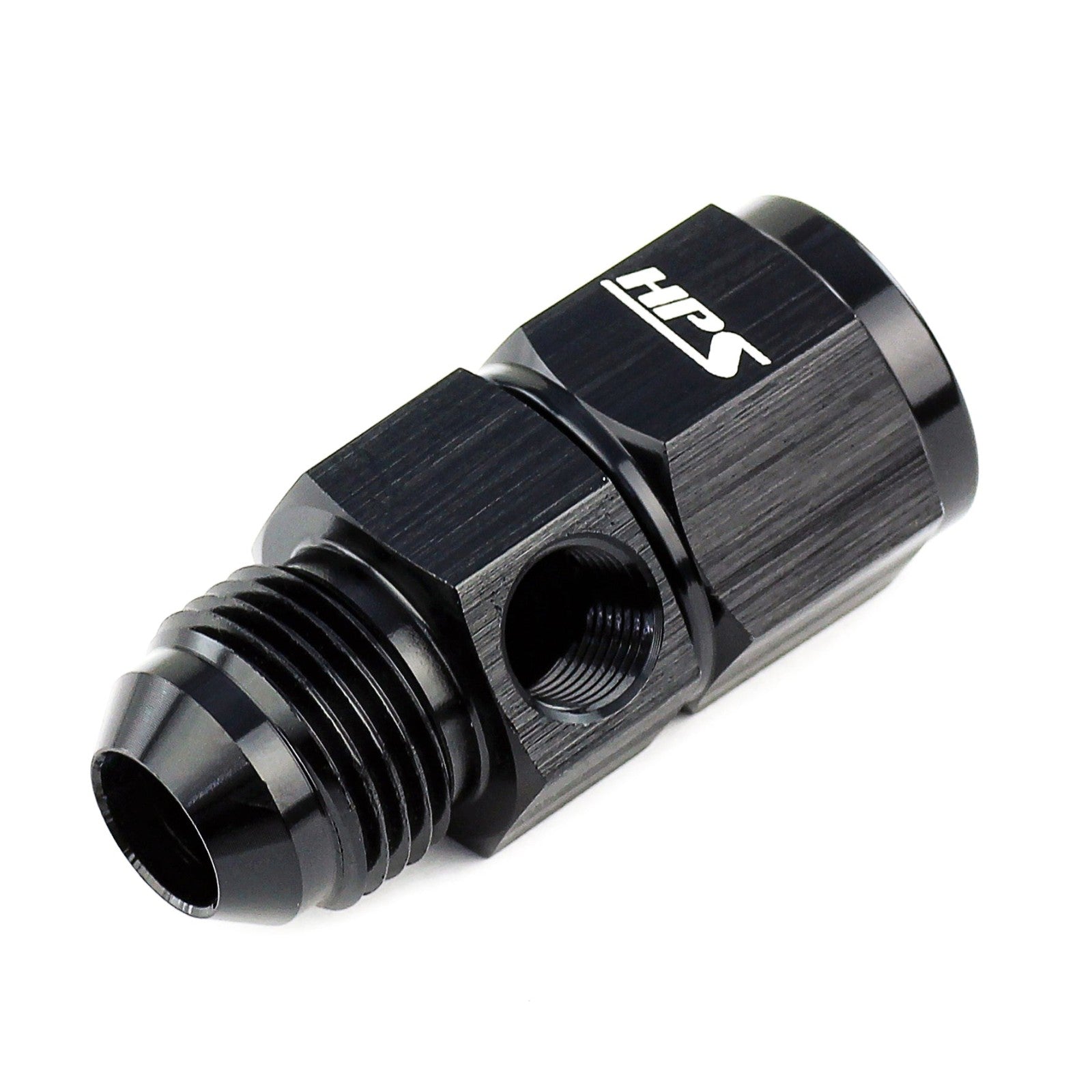 HPS AN Male to Female Fuel Pressure Gauge Adapter (Side Port) Fitting (Straight] [AN -3] (Aluminum, Black)