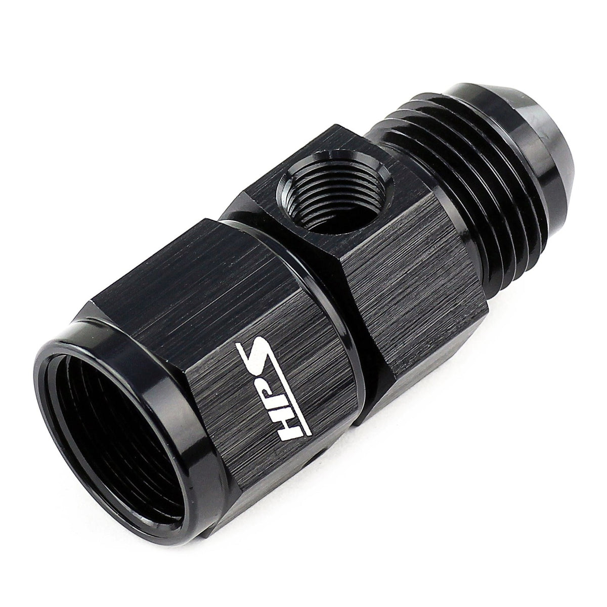 HPS AN Male to Female Fuel Pressure Gauge Adapter Fitting, Straight, 1/8" NPT Female Port, -12AN, Black Aluminum