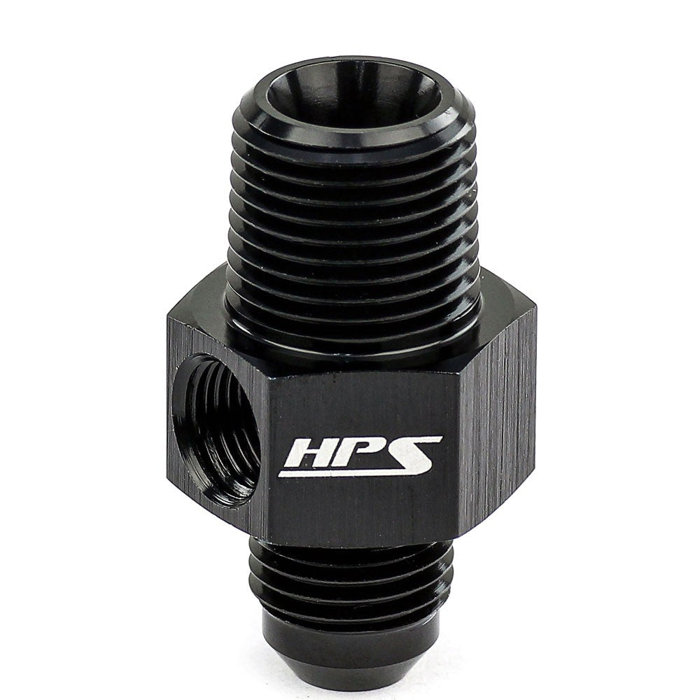 HPS AN194-08-04 AN Male to NPT Adapter (Side Port) [AN8 to 1/4 NPT]  HPS-AN194-08-04