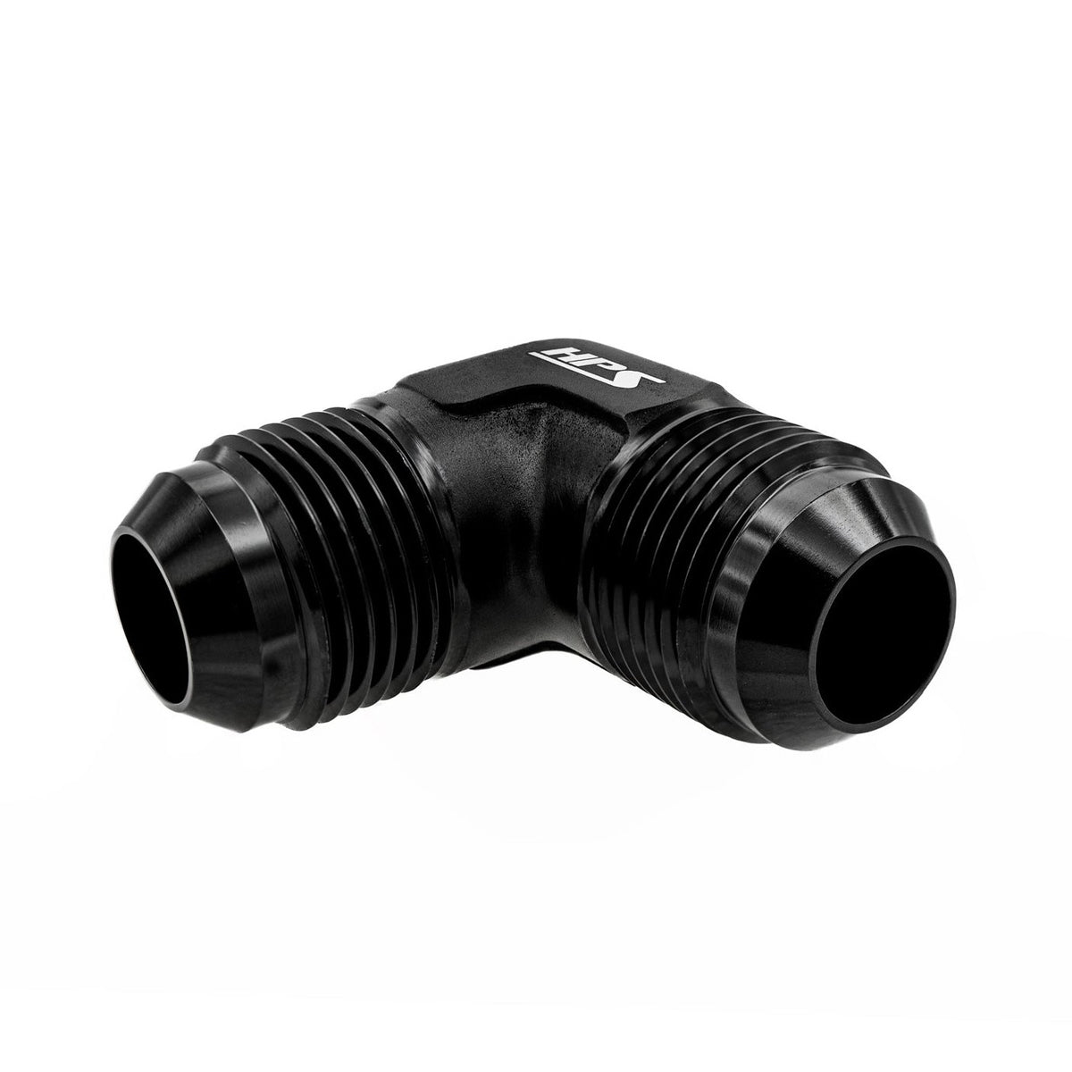 HPS AN Male to Male Union Adapter Fitting Connector, 90 Degree, AN -8, Black Aluminum