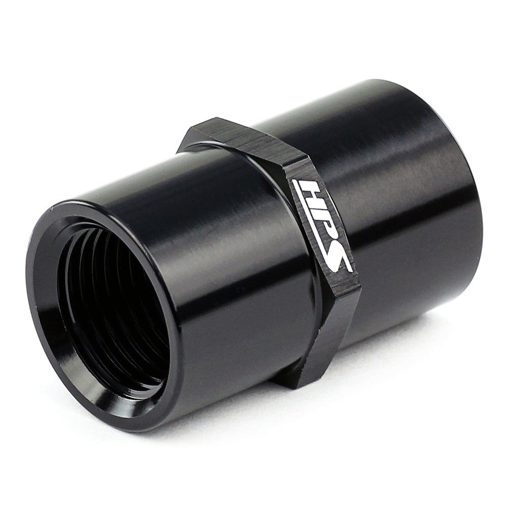 HPS NPT Female To NPT Female Coupler Adapter, Straight, 1/4" NPT, Black Aluminum