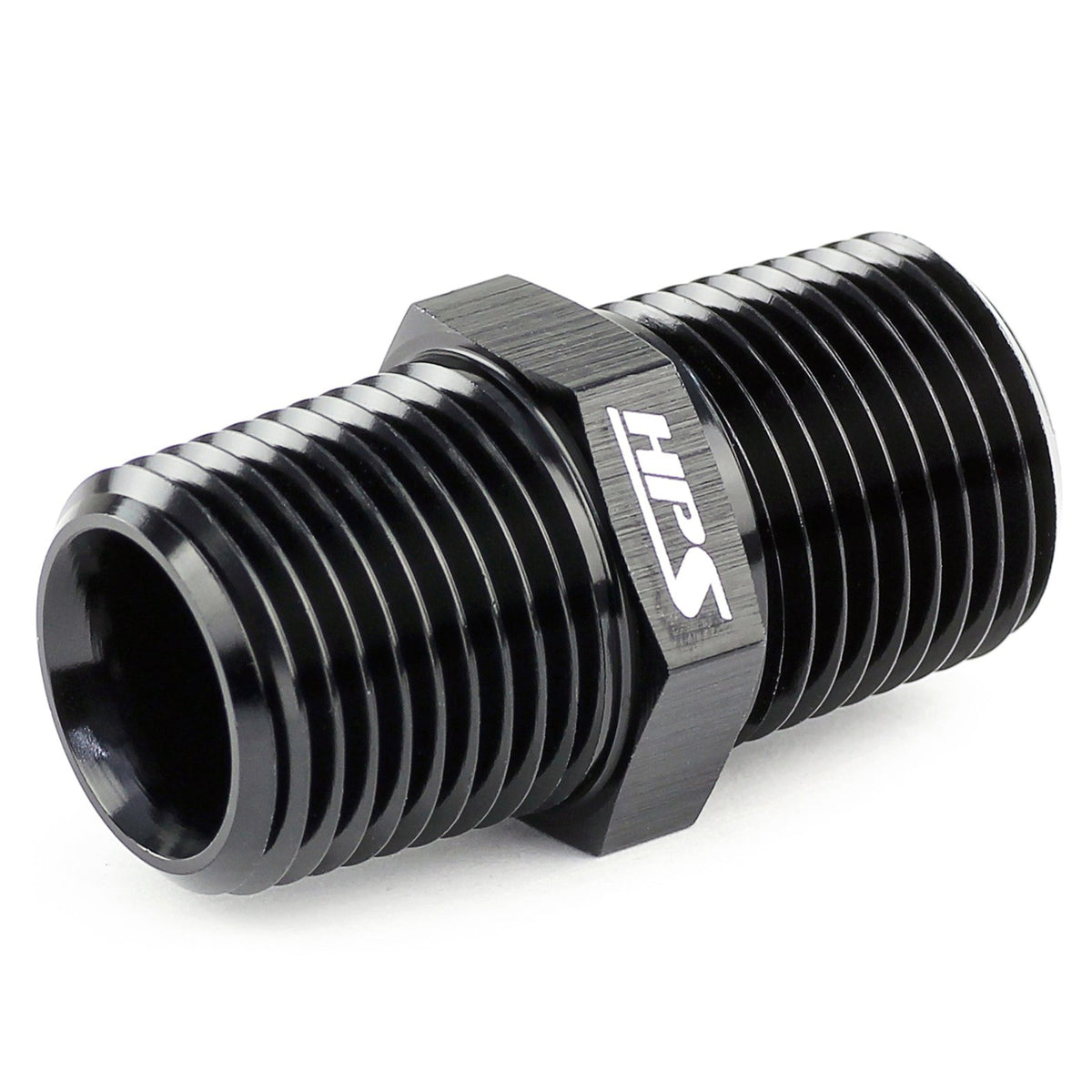 HPS NPT Male To NPT Male Union Coupler Adapter, Straight, 1/2" NPT, Black Aluminum