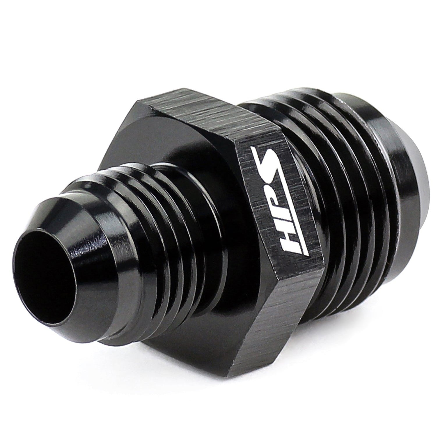 HPS AN Male to Male Union Adapter (Reducer) Fitting [Straight] [AN -10 to -8] (Aluminum, Black)