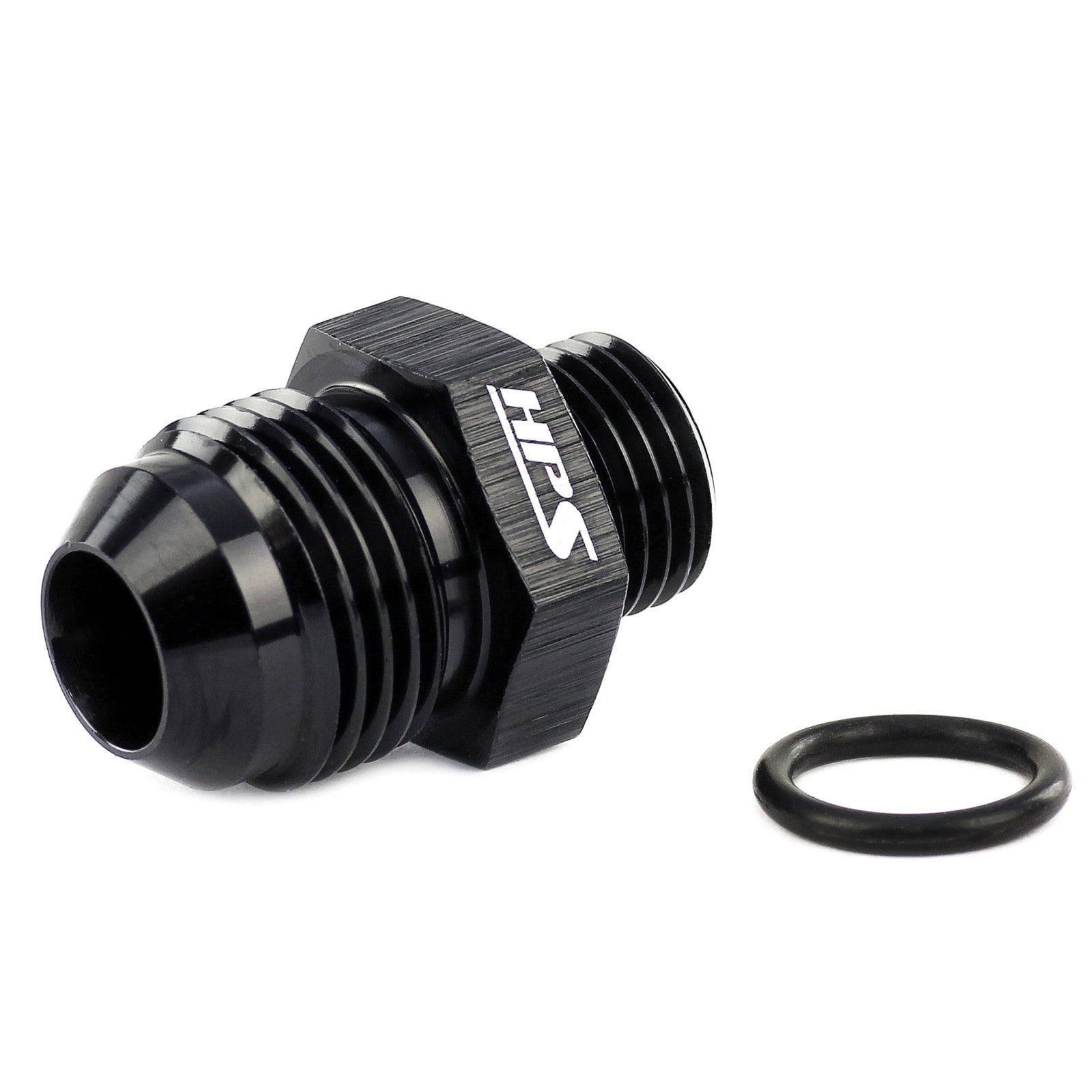 HPS AN Male To O-Ring Boss (ORB) Port Thread Male Adapter [Straight] [AN -3 to -4 ORB] (Aluminum, Black)