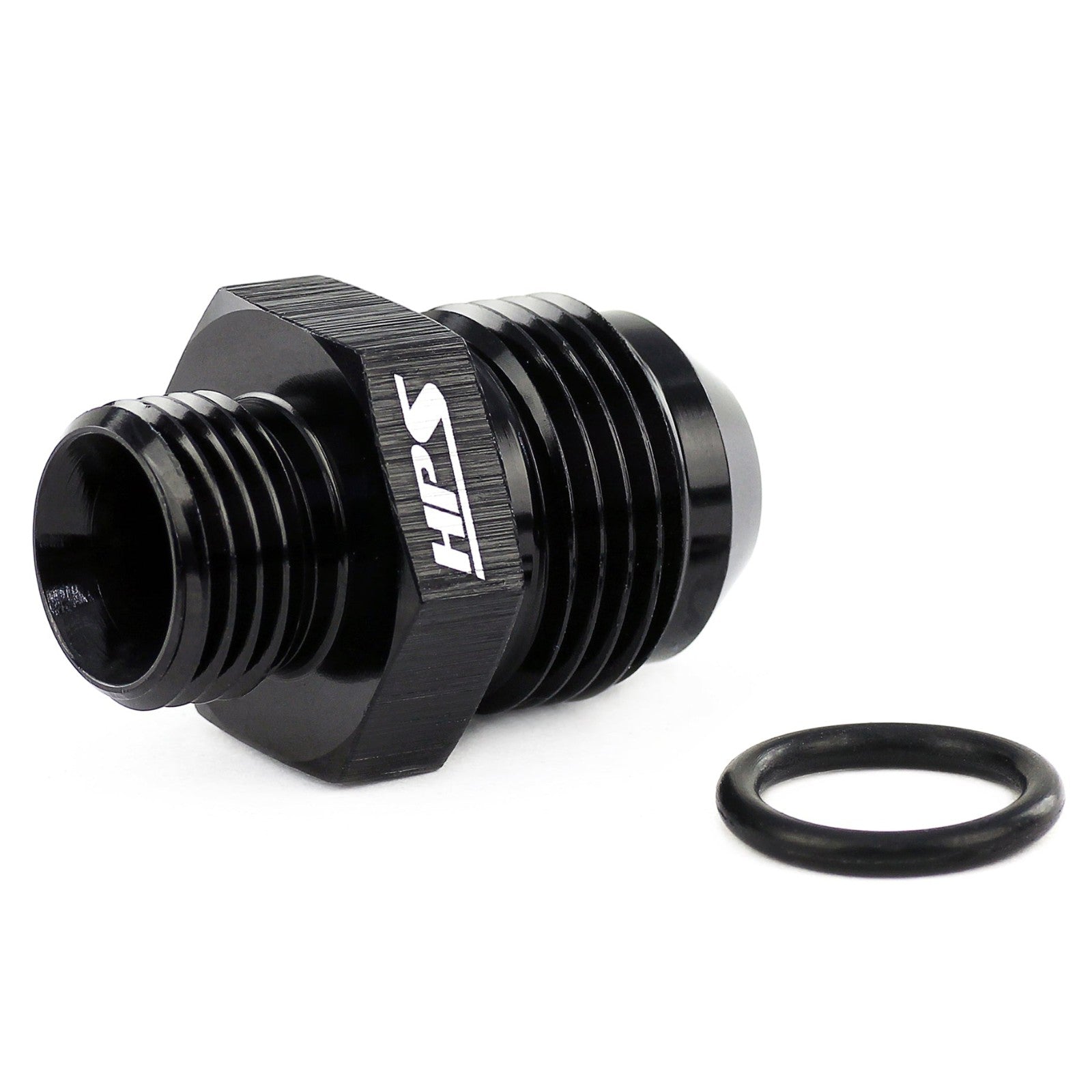 HPS AN Male To O-Ring Boss (ORB) Port Thread Male Adapter [Straight] [AN -3 to -3 ORB] (Aluminum, Black)