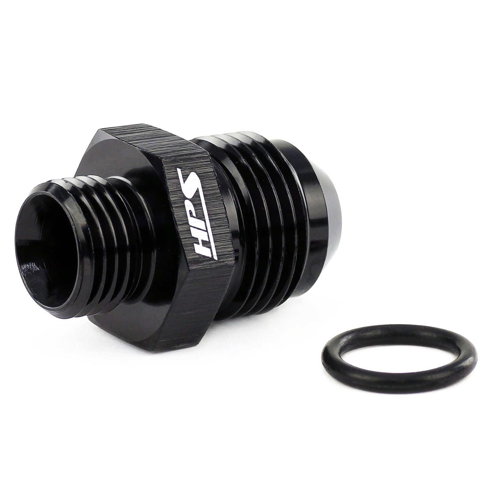 HPS AN Male To O-Ring Boss (ORB) Port Thread Male Adapter [Straight] [AN -4 to -8 ORB] (Aluminum, Black)