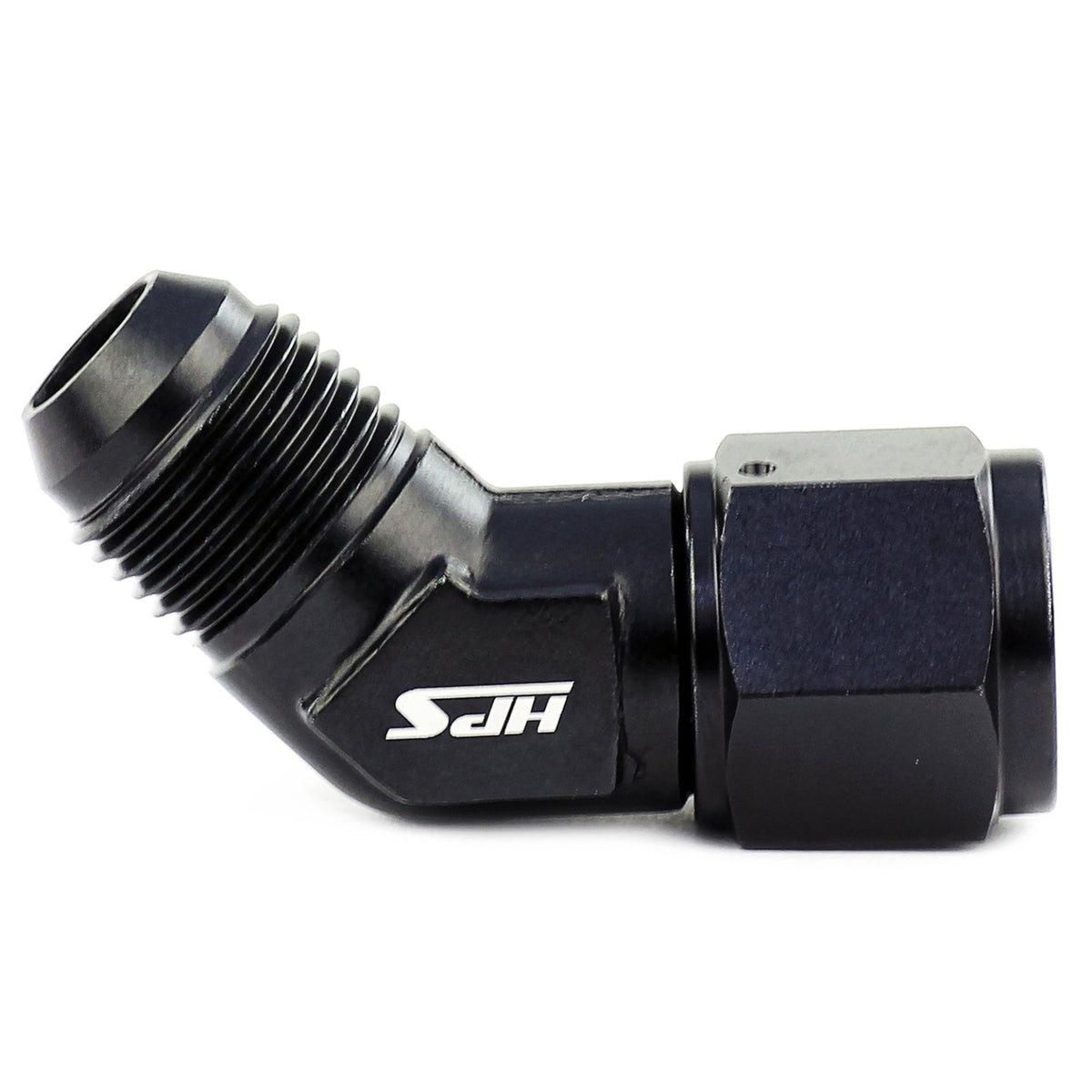 HPS AN Male to Female Swivel Adapter Fitting, 45 Degree, AN -10, Black Aluminum