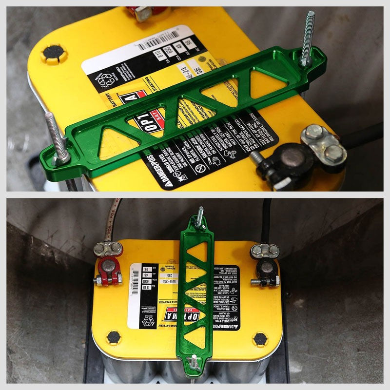 190MM/220MM Green Billet Aluminum Car Battery Tie Down Mount Bracket Long Bar-Performance-BuildFastCar