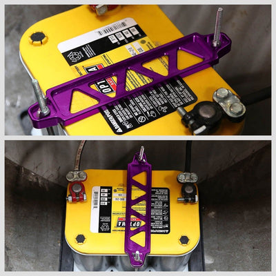 190MM/220MM Purple Billet Car Battery Tie Down Mount Bracket Long Bar