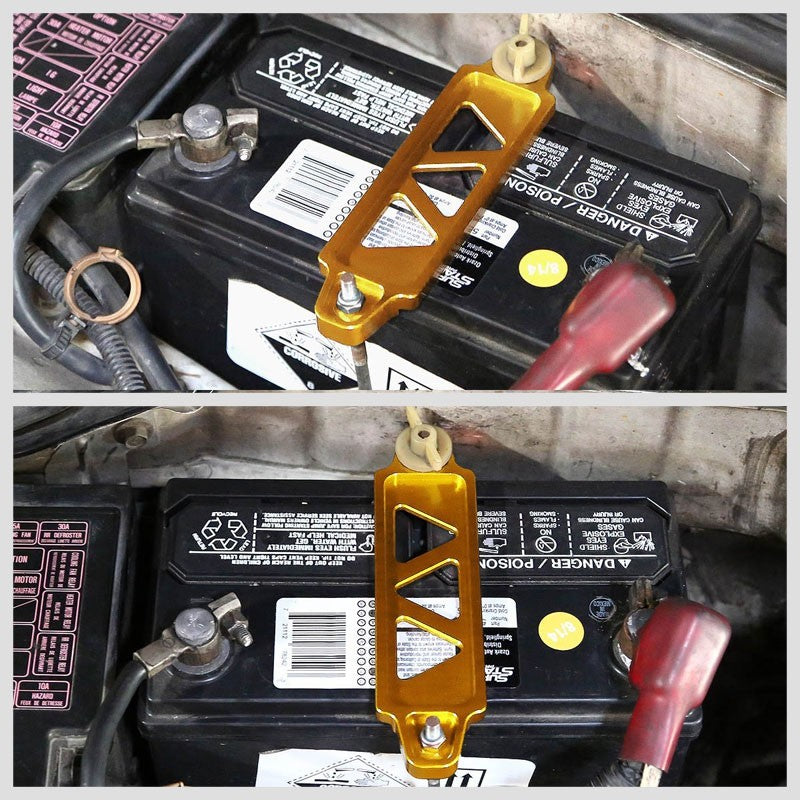145MM/170MM Gold Billet Aluminum Car Battery Tie Down Mount Bracket Short Bar-Performance-BuildFastCar