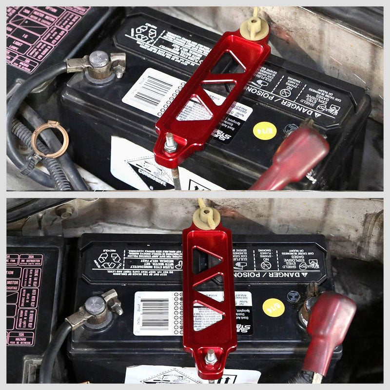 145MM/170MM Red Billet Aluminum Car Battery Tie Down Mount Bracket Short Bar-Performance-BuildFastCar