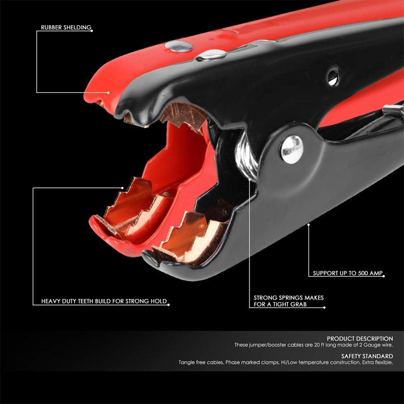 4 AWG x 20 Ft 500A Heavy Duty Car Booster/Jumper Battery Cable Clamps with Glove 4 AWG x 20 Ft 500A Heavy Duty Car Booster/Jumper Battery Cable Clamps with Glove