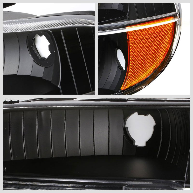 Turn Signal Bumper Light Black/Clear Lens/Amber Corner For 95-01 Ford Explorer-Lighting-BuildFastCar-BFC-BUMLILED-FORDEXP95-BKAM