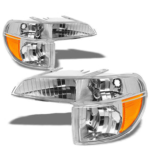 Turn Signal Bumper Light Chrome/Clear Lens/Amber Corner For 95-01 Ford Explorer-Lighting-BuildFastCar-BFC-BUMLILED-FORDEXP95-CHAM