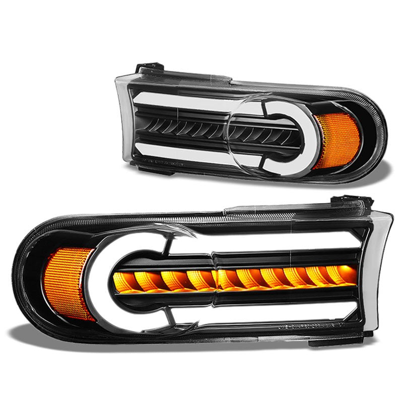 3D LED Front Turn Signal Bumper Light DRL Black/Clear/Amber For 07-14 FJ Cruiser-Lighting-BuildFastCar-BFC-BL-BUMLILED-TOYFJ07-BK-AM