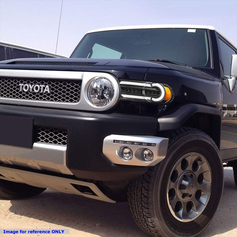 3D LED Front Turn Signal Bumper Light DRL Black/Clear/Amber For 07-14 FJ Cruiser-Lighting-BuildFastCar-BFC-BL-BUMLILED-TOYFJ07-BK-AM