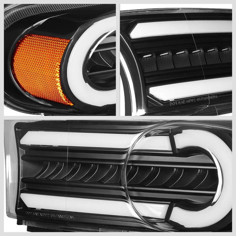 3D LED Front Turn Signal Bumper Light DRL Black/Clear/Amber For 07-14 FJ Cruiser-Lighting-BuildFastCar-BFC-BL-BUMLILED-TOYFJ07-BK-AM