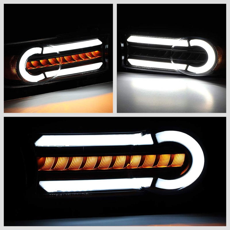 3D LED Front Turn Signal Bumper Light DRL Black/Smoke/Amber For 07-14 FJ Cruiser-Lighting-BuildFastCar-BFC-BL-BUMLILED-TOYFJ07-BKSM-AM