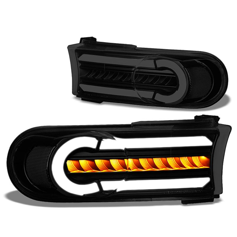 3D LED Front Turn Signal Bumper Light DRL Black/Smoke/Clear For 07-14 FJ Cruiser-Lighting-BuildFastCar-BFC-BL-BUMLILED-TOYFJ07-BKSM-CL