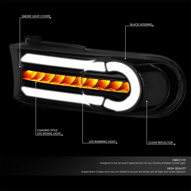 3D LED Front Turn Signal Bumper Light DRL Black/Smoke/Clear For 07-14 FJ Cruiser-Lighting-BuildFastCar-BFC-BL-BUMLILED-TOYFJ07-BKSM-CL