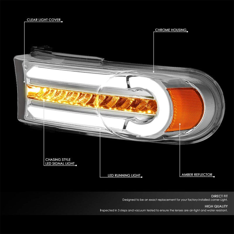 3D LED Front Turn Signal Bumper Light Chrome/Clear/Amber For 07-14 FJ Cruiser-Lighting-BuildFastCar-BFC-BL-BUMLILED-TOYFJ07-CH-AM