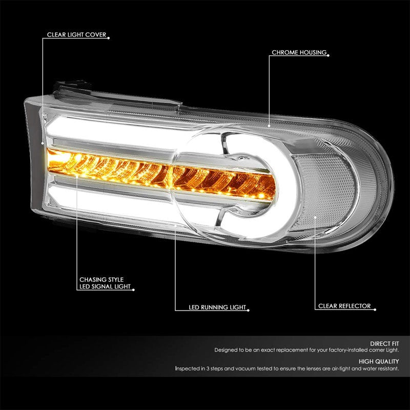 3D LED Front Turn Signal Bumper Light DRL Chrome/Clear For 07-14 FJ Cruiser-Lighting-BuildFastCar-BFC-BL-BUMLILED-TOYFJ07-CH-CL