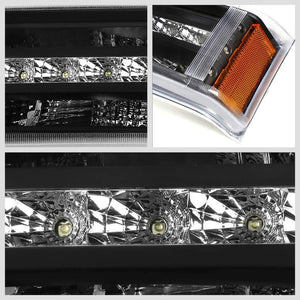 LED Running Strip Turn Signal Bumper Light Black/Clear For 03-07 Chevy Silverado-Lighting-BuildFastCar-BFC-BUMLILED-CHEVSIL03-BKAM