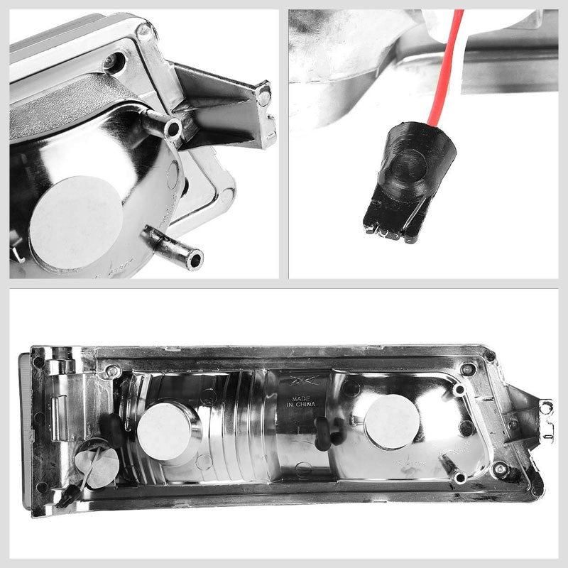 LED Running Strip Turn Signal Bumper Light Black/Clear For 03-07 Chevy Silverado-Lighting-BuildFastCar-BFC-BUMLILED-CHEVSIL03-BKAM