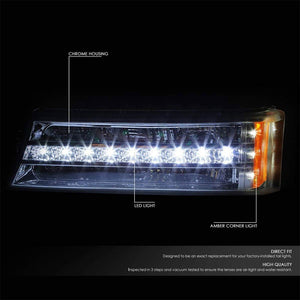 LED Running Strip Turn Signal Bumper Light Chrome/Clear For 03-07 Silverado-Lighting-BuildFastCar-BFC-BUMLILED-CHEVSIL03-CHAM