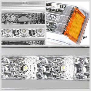 LED Running Strip Turn Signal Bumper Light Chrome/Clear For 03-07 Silverado-Lighting-BuildFastCar-BFC-BUMLILED-CHEVSIL03-CHAM