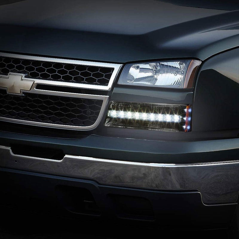 LED Running Strip Turn Signal Bumper Light Chrome/Smoke For 03-07 Silverado-Lighting-BuildFastCar-BFC-BUMLILED-CHEVSIL03-SMAM