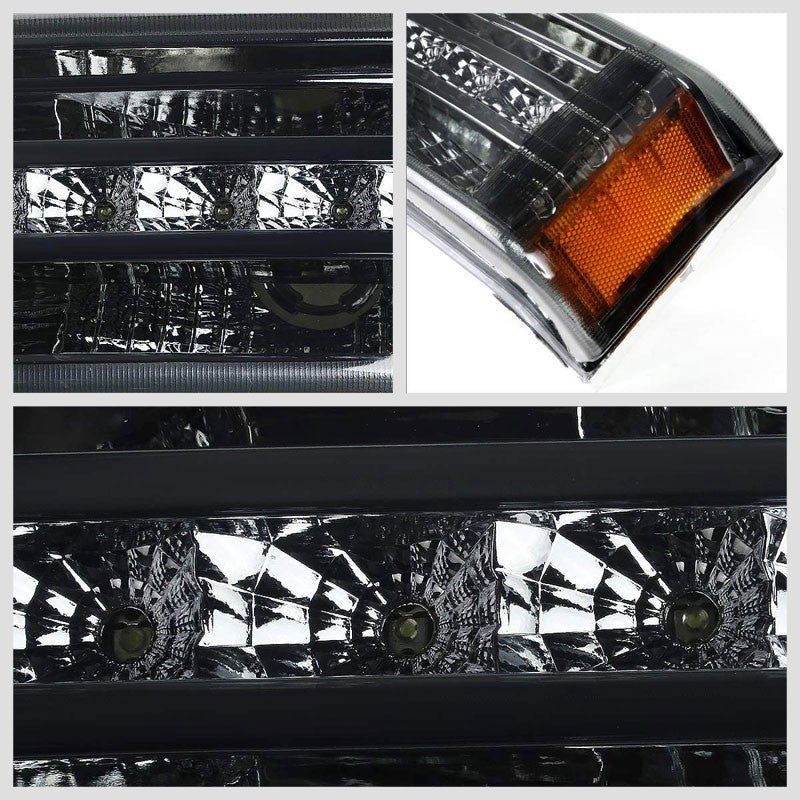 LED Running Strip Turn Signal Bumper Light Chrome/Smoke For 03-07 Silverado-Lighting-BuildFastCar-BFC-BUMLILED-CHEVSIL03-SMAM