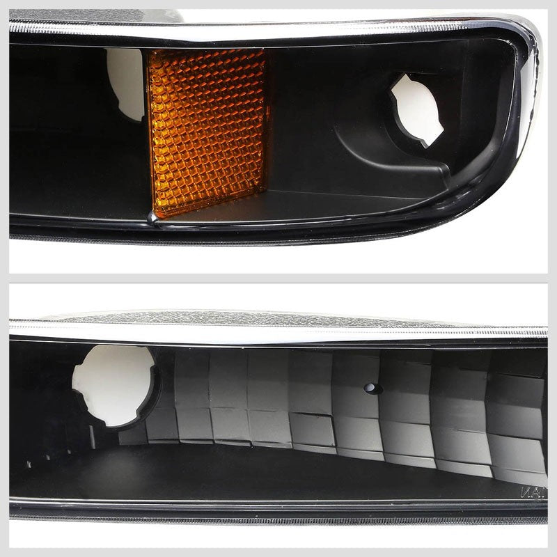 Turn Signal Bumper Light Black Housing/Clear Lens/Amber Corner For 99-06 Sierra-Lighting-BuildFastCar-BFC-BUMLI-GMCSIE99-BKAM