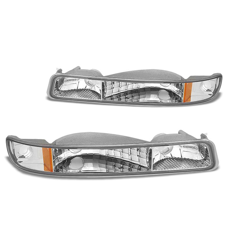 Turn Signal Bumper Light Chrome/Clear Lens/Amber Corner For 99-06 Sierra/Yukon-Lighting-BuildFastCar-BFC-BUMLI-GMCSIE99-CHAM