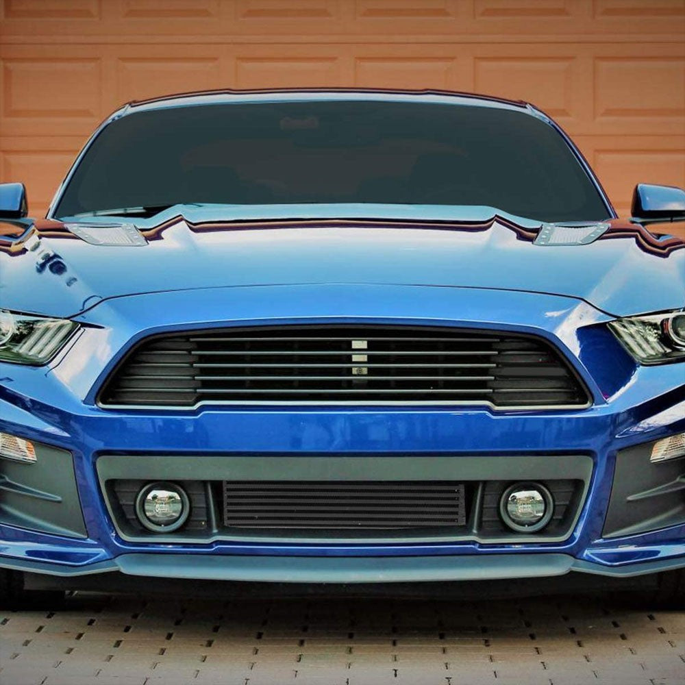 Black Front Mount Bar&Plate Intercooler 21X5.75 For 15-19 Mustang 2.3L Ecoboost-Cooling Systems-BuildFastCar