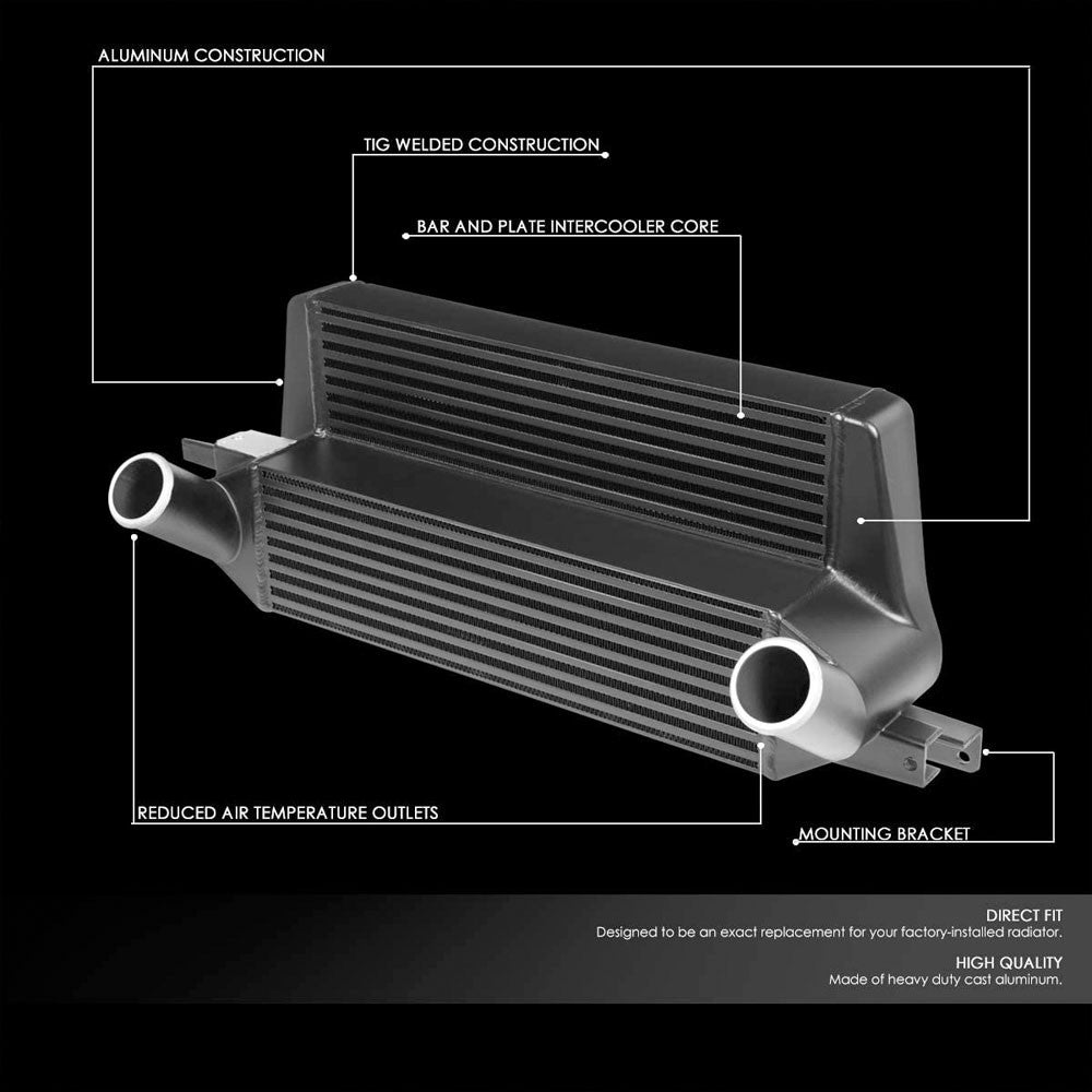 Black Front Mount Bar&Plate Intercooler 21X10.75 For 15-19 Mustang 2.3L Ecoboost-Cooling Systems-BuildFastCar