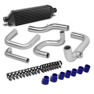 Black Intercooler+Silver SQV BOV Pipe Kit For 88-00 Honda Civic 1.5L/1.6L SOHC-Performance-BuildFastCar