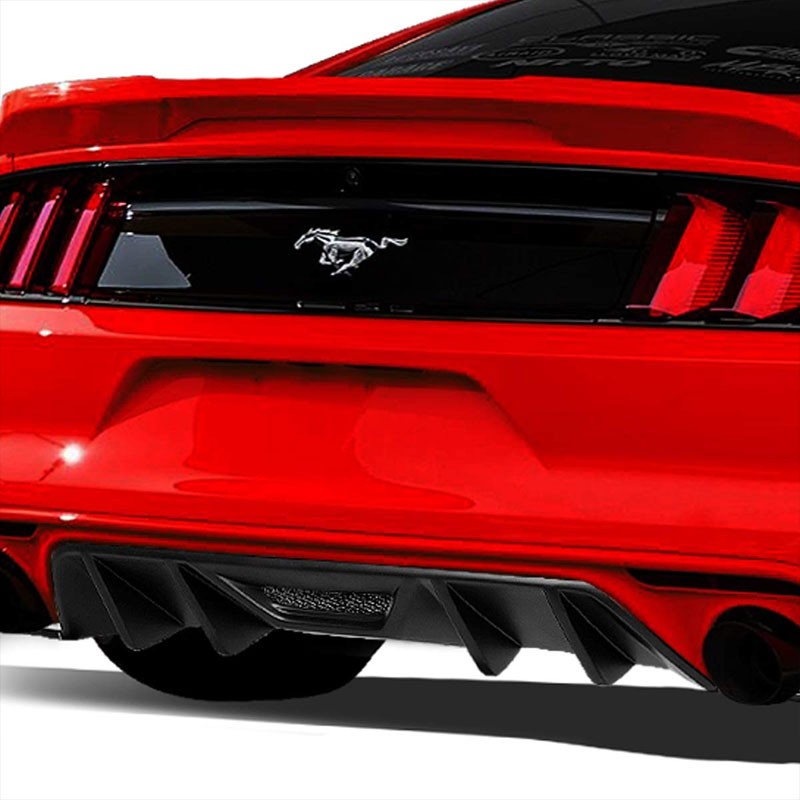 Quad Fin Style Rear Diffuser+Side Valance Race Body Kit For 15-17 Ford Mustang-Exterior-BuildFastCar