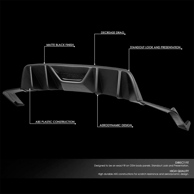 Quad Fin Style Rear Diffuser+Side Valance Race Body Kit For 15-17 Ford Mustang-Exterior-BuildFastCar