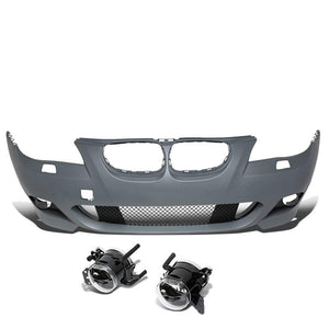 M-Tech Style Front Bumper+Lower Grille+Fog Light For 04-07 BMW 5-Series 4Dr-Exterior-BuildFastCar