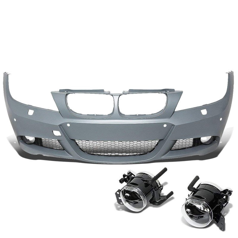 LCI M-Tech Style (W/PDC) Front Bumper+Lower Grille+Fog Light For 09-11 BMW E90-Exterior-BuildFastCar