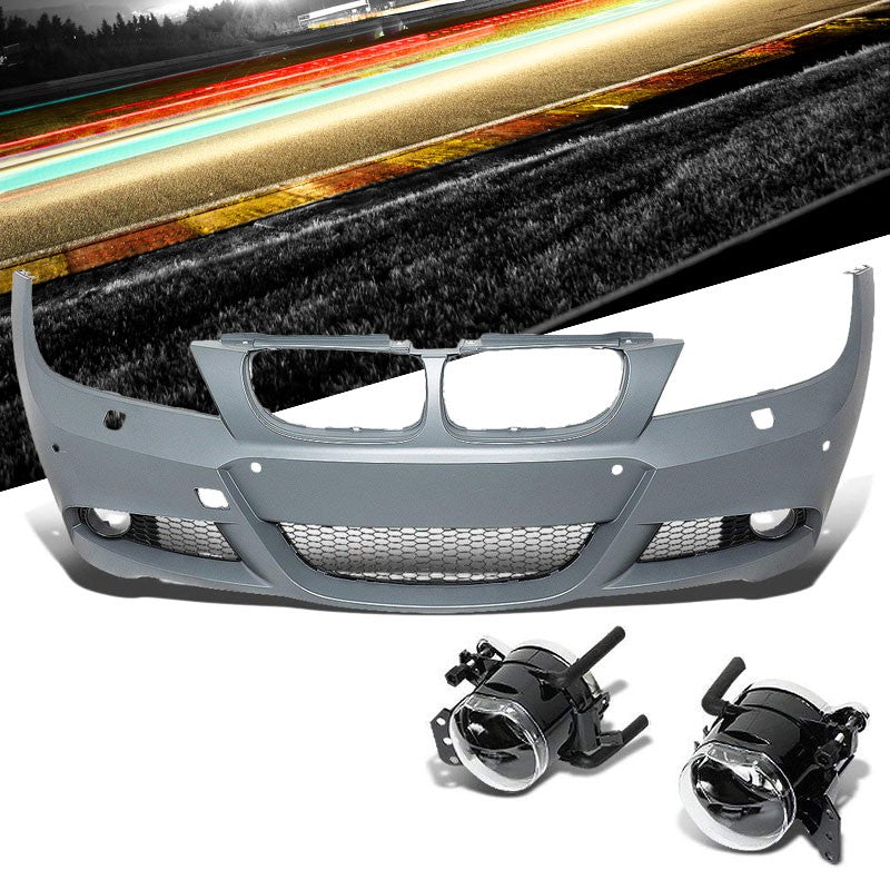 LCI M-Tech Style (W/PDC) Front Bumper+Lower Grille+Fog Light For 09-11 BMW E90-Exterior-BuildFastCar