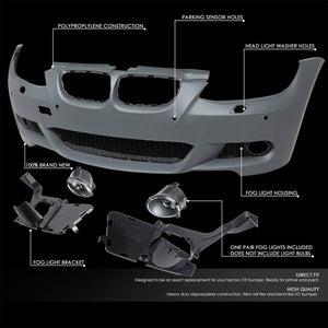 M-Tech Style (W/PDC) Front Bumper+Lower Grille+Fog Light For 07-10 3-Series E92-Exterior-BuildFastCar