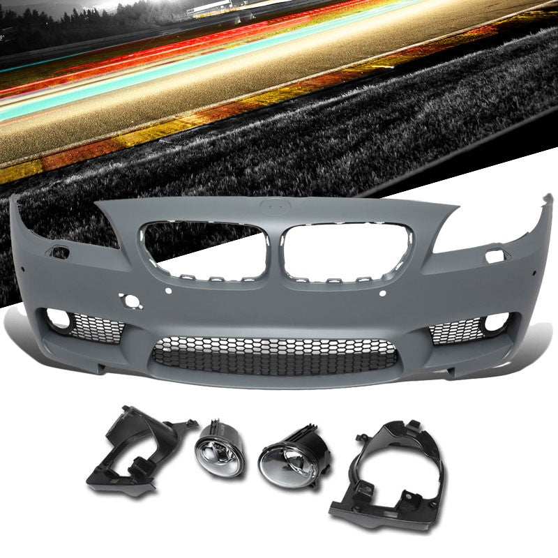 M5 Style (W/PDC) Front Bumper+Lower Grille+Fog Light For 11-16 BMW 5-Series-Exterior-BuildFastCar
